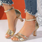 2024 New Fashion, Comfortable, High-End Quality Open Toe Thick/Low Heel Dress Party Sandals, Ankle Strap, Suitable For Work, Commute, Daily Wear