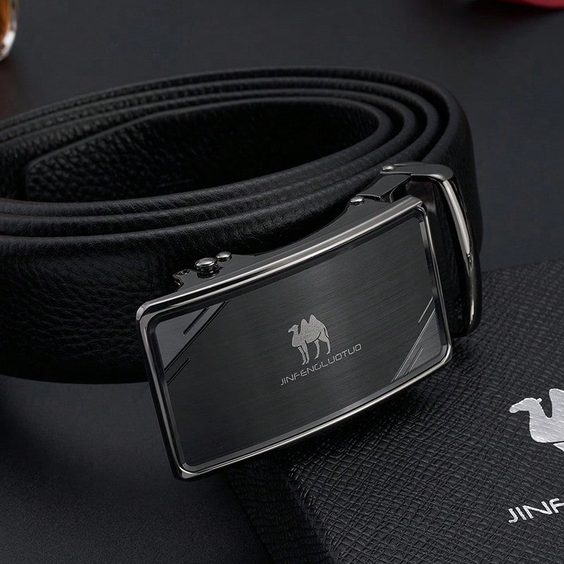 Men's Solid Color Minimalist Auto Buckle Waist Belt, Casual Daily Wear