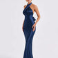 Women's Sleeveless Solid Color Backless Halter Neck Elegant Dress