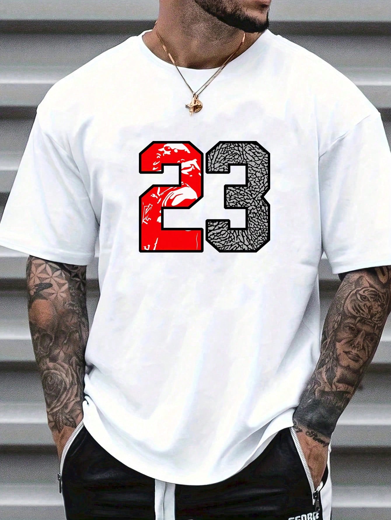 Men's Fashion Number 23 Printed Round Neck Short Sleeve Daily Casual Popular T-Shirt