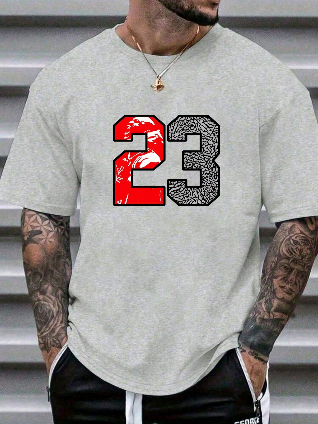 Men's Fashion Number 23 Printed Round Neck Short Sleeve Daily Casual Popular T-Shirt