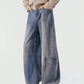 Men's Washed Denim Pants – Loose-Fit Wide-Leg Scimitar Flare Jeans For Spring/Fall/Winter