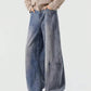 Men's Washed Denim Pants – Loose-Fit Wide-Leg Scimitar Flare Jeans For Spring/Fall/Winter