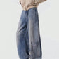 Men's Washed Denim Pants – Loose-Fit Wide-Leg Scimitar Flare Jeans For Spring/Fall/Winter