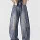 Men's Washed Denim Pants – Loose-Fit Wide-Leg Scimitar Flare Jeans For Spring/Fall/Winter