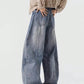 Men's Washed Denim Pants – Loose-Fit Wide-Leg Scimitar Flare Jeans For Spring/Fall/Winter