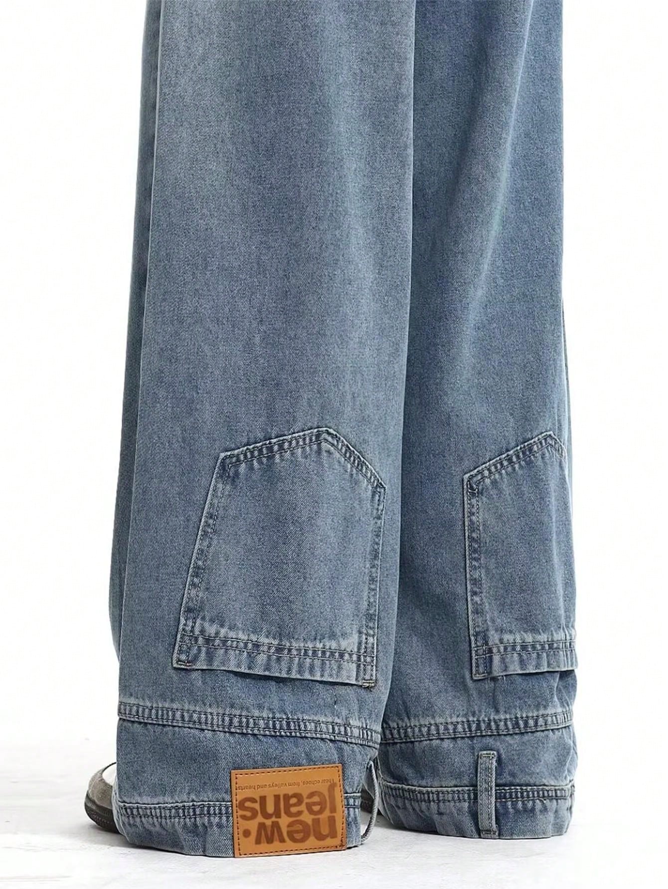 Men's Washed Denim Pants – Loose-Fit Wide-Leg Scimitar Flare Jeans For Spring/Fall/Winter