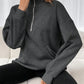 INAWLY Women Stand Collar Zipper Sweatshirt Solid Color Pocket Design, Casual And Fashionable For Daily Wear