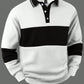 Manfinity Homme Men's Button-Up Long Sleeve Striped Pullover Sweatshirt Quarter Zip Going Out Casual Color Block Sweatshirt, For Friends, Husband, Boyfriend Gifts