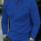 Manfinity Homme Men Color Collar Long Sleeve Formal Work Button Polo Shirt, For Husband