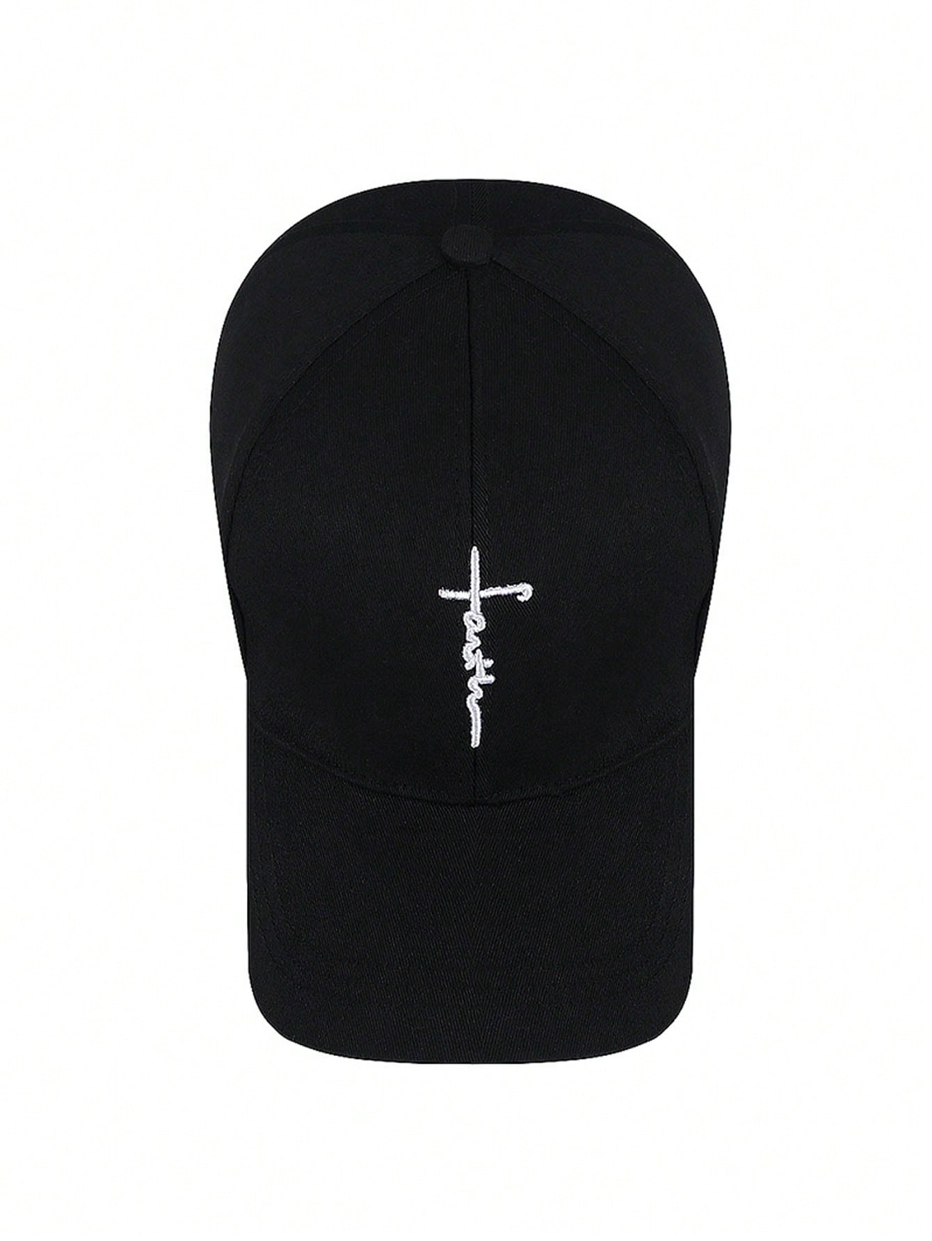 Embroidered Faith Cross Casual Baseball Cap, Adjustable Unisex Youth Hat