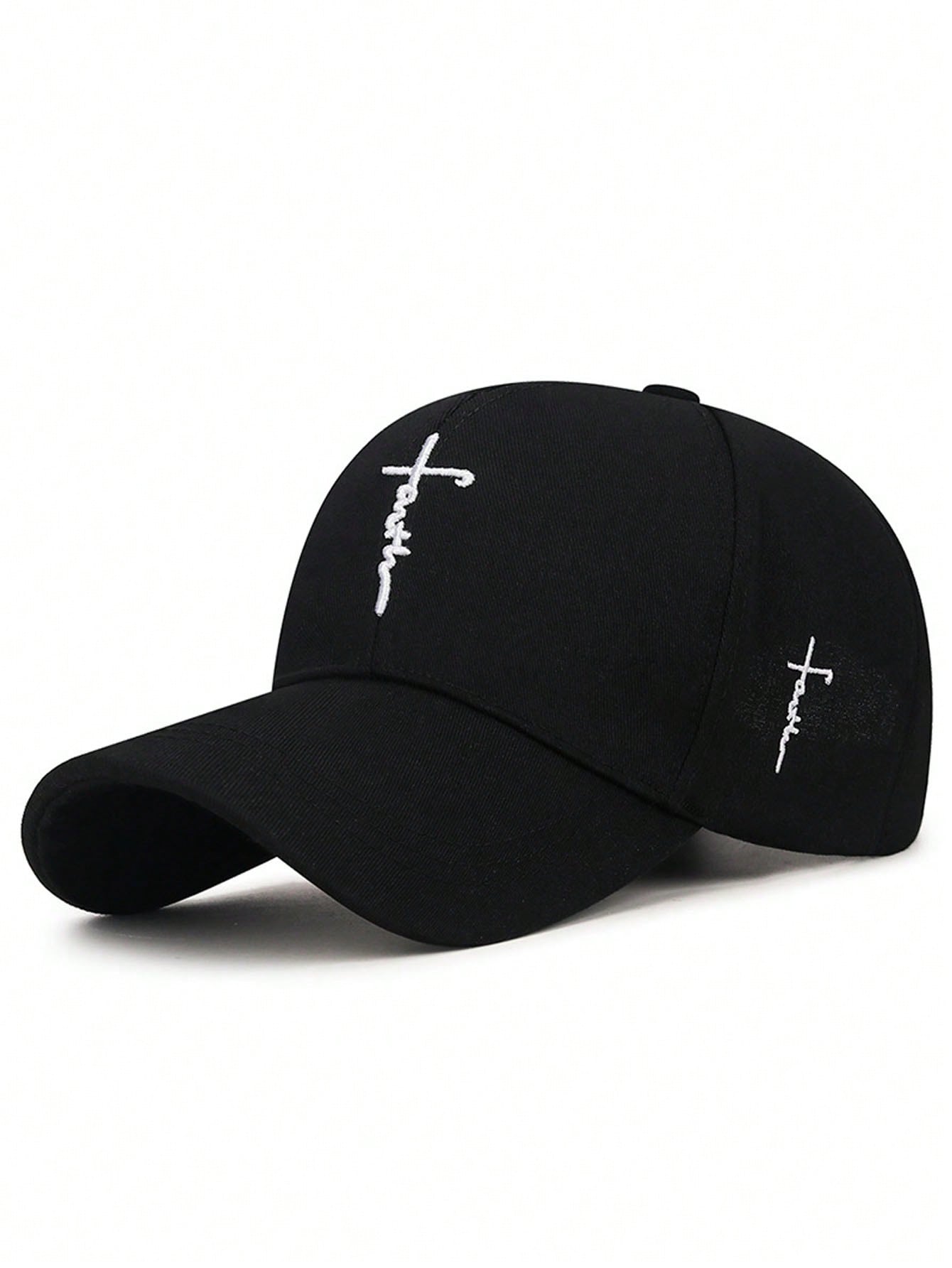 Embroidered Faith Cross Casual Baseball Cap, Adjustable Unisex Youth Hat