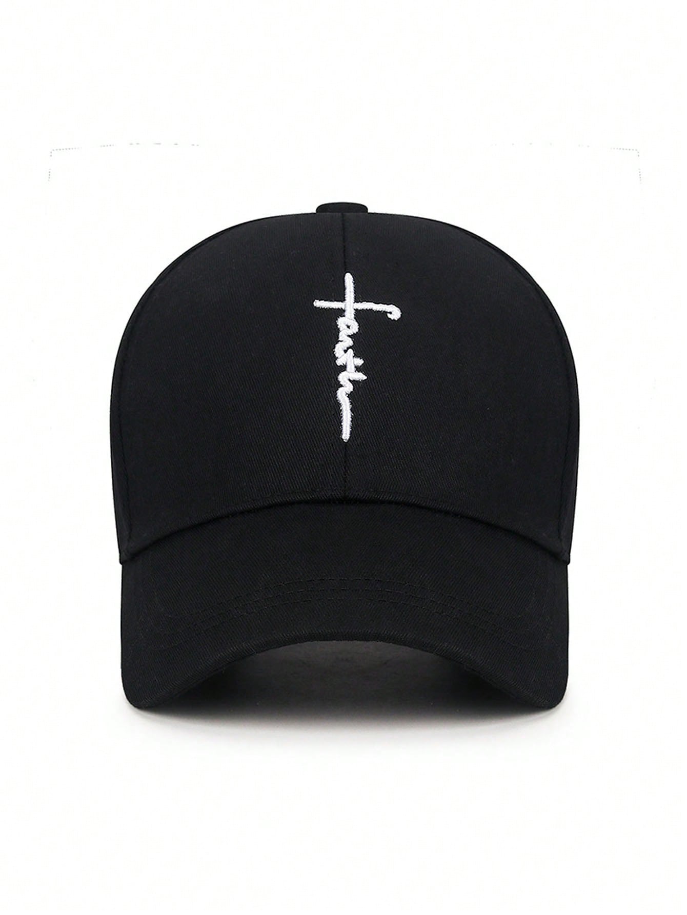 Embroidered Faith Cross Casual Baseball Cap, Adjustable Unisex Youth Hat