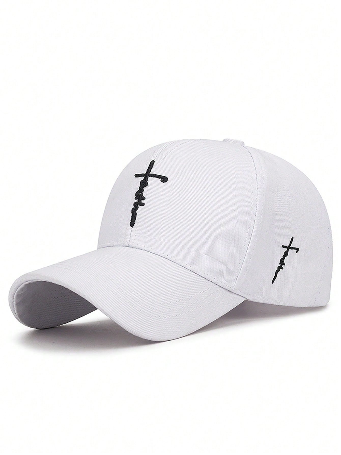 Embroidered Faith Cross Casual Baseball Cap, Adjustable Unisex Youth Hat