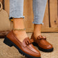 Thick Sole Platform Loafers Wedge Oxford Shoes Women Pointed Toe Lace Up Low Heel Casual Metal Buckle Pumps