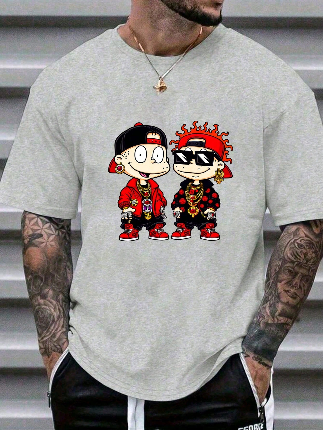 Men's Fashion Cartoon Hip Hop Children Print T-Shirt