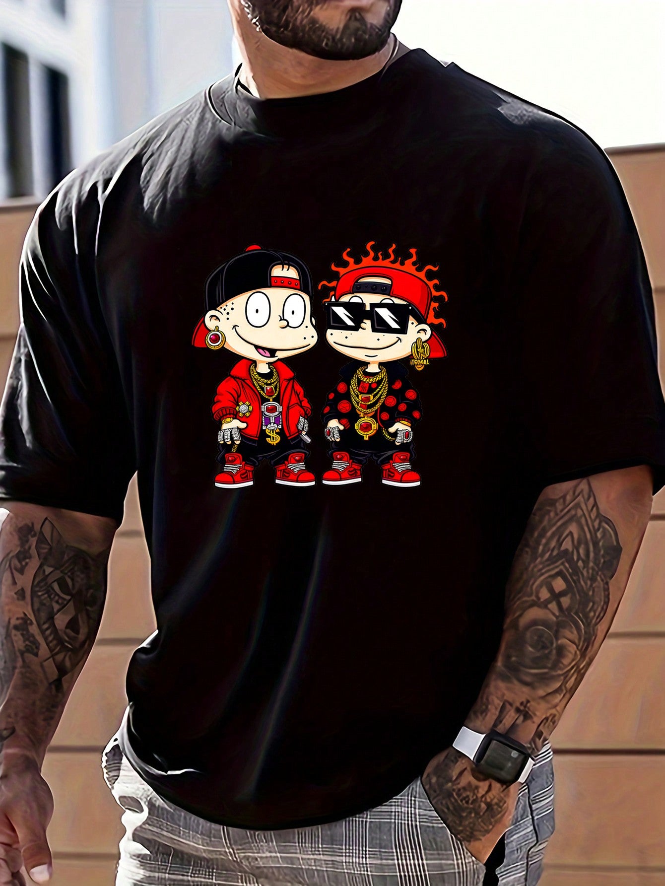 Men's Fashion Cartoon Hip Hop Children Print T-Shirt