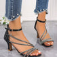 2024 New Fashion, Comfortable, High-End Quality Open Toe Thick/Low Heel Dress Party Sandals, Ankle Strap, Suitable For Work, Commute, Daily Wear