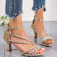 2024 New Fashion, Comfortable, High-End Quality Open Toe Thick/Low Heel Dress Party Sandals, Ankle Strap, Suitable For Work, Commute, Daily Wear