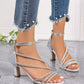 2024 New Fashion, Comfortable, High-End Quality Open Toe Thick/Low Heel Dress Party Sandals, Ankle Strap, Suitable For Work, Commute, Daily Wear