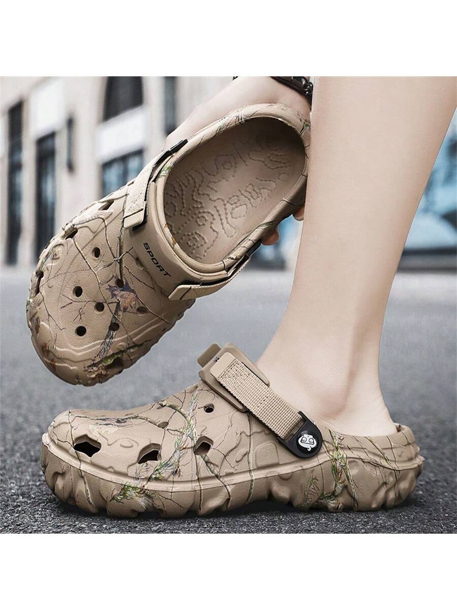 Men's Breathable Hollow Out Sandals With Closed Toe, Anti-Slip And Wear-Resistant, Odor-Resistant Slippers, Summer Beach Shoes