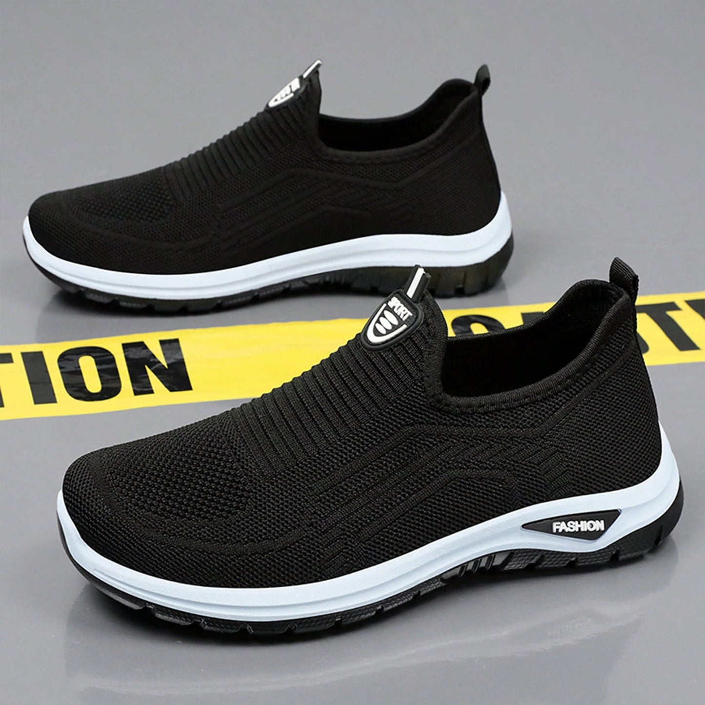 Men's Breathable Lightweight Slip-On Casual Sport Shoes, Easy To Wear For Running, Fitness, Home Wear, Suitable For All Seasons