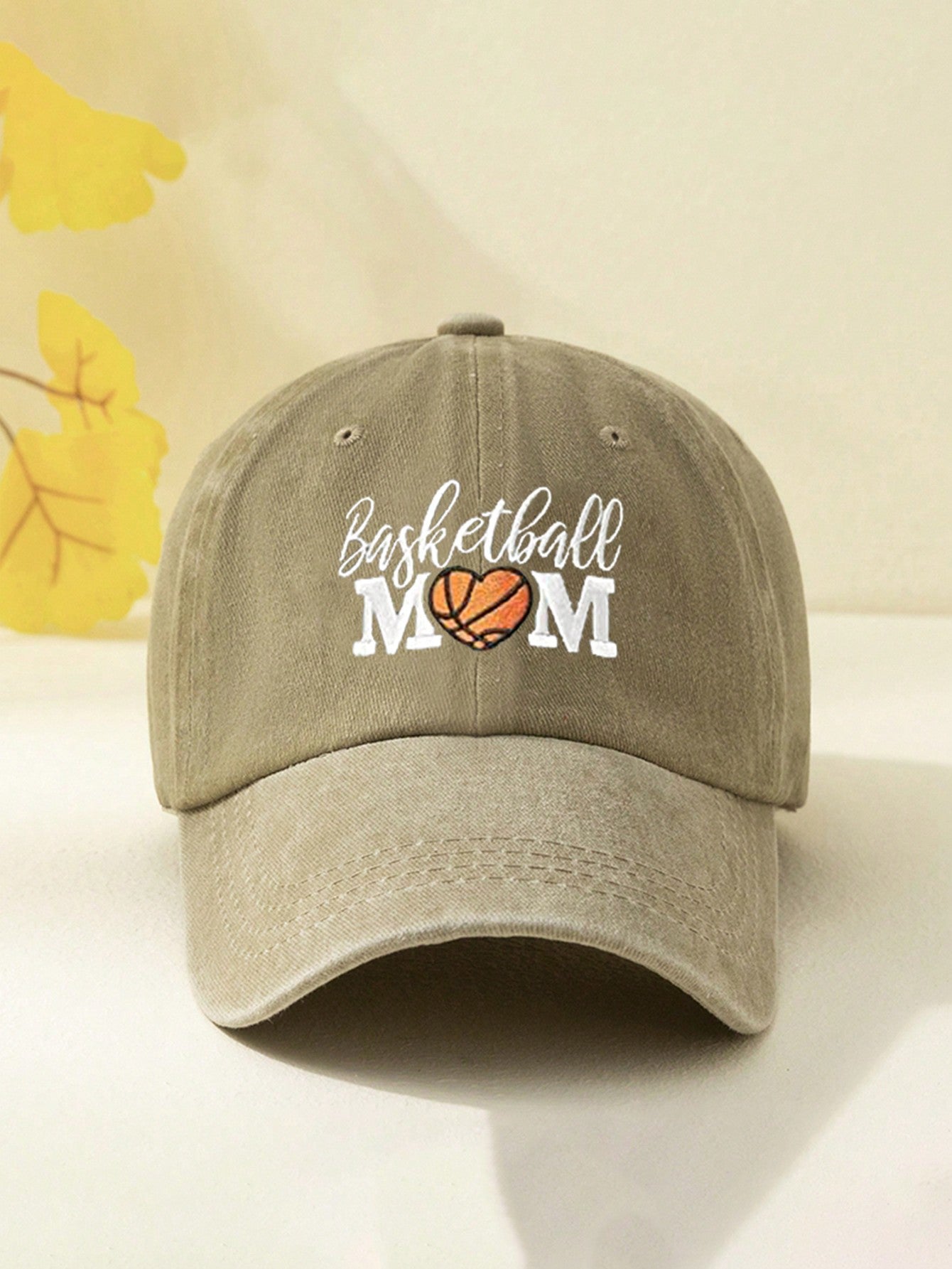 1pc Women Outdoor Embroidered Heart Basketball BASKETBALL MOM Washed Baseball Cap, Adjustable Casual Sun Hat Suitable For Spring/Autumn Travel, Versatile Unisex Sun Protection Hat, Y2K Style Trendy Cap For Youth