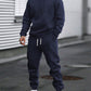 2pcs Men's Basic Solid Color Hooded Sweatshirt And Elastic Waist Drawstring Pants Set, Casual Sportswear Outfit