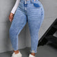 EZwear Plus Size Distressed Skinny Stretch 7/8 Length Denim Jeans, Blue