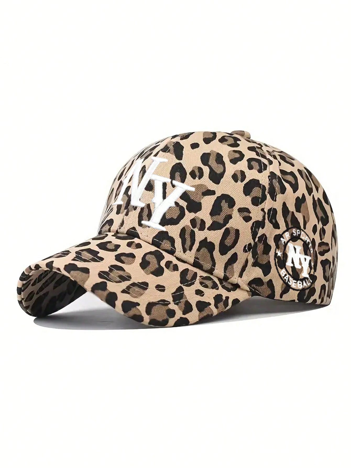 1pc Women's Embroidered NY Leopard Print Adjustable Baseball Cap, Outdoor Casual Sun Hat For Spring And Autumn, Versatile Travel Fashion Sun Protection, Unisex Youth Y2K Style Sun Hat