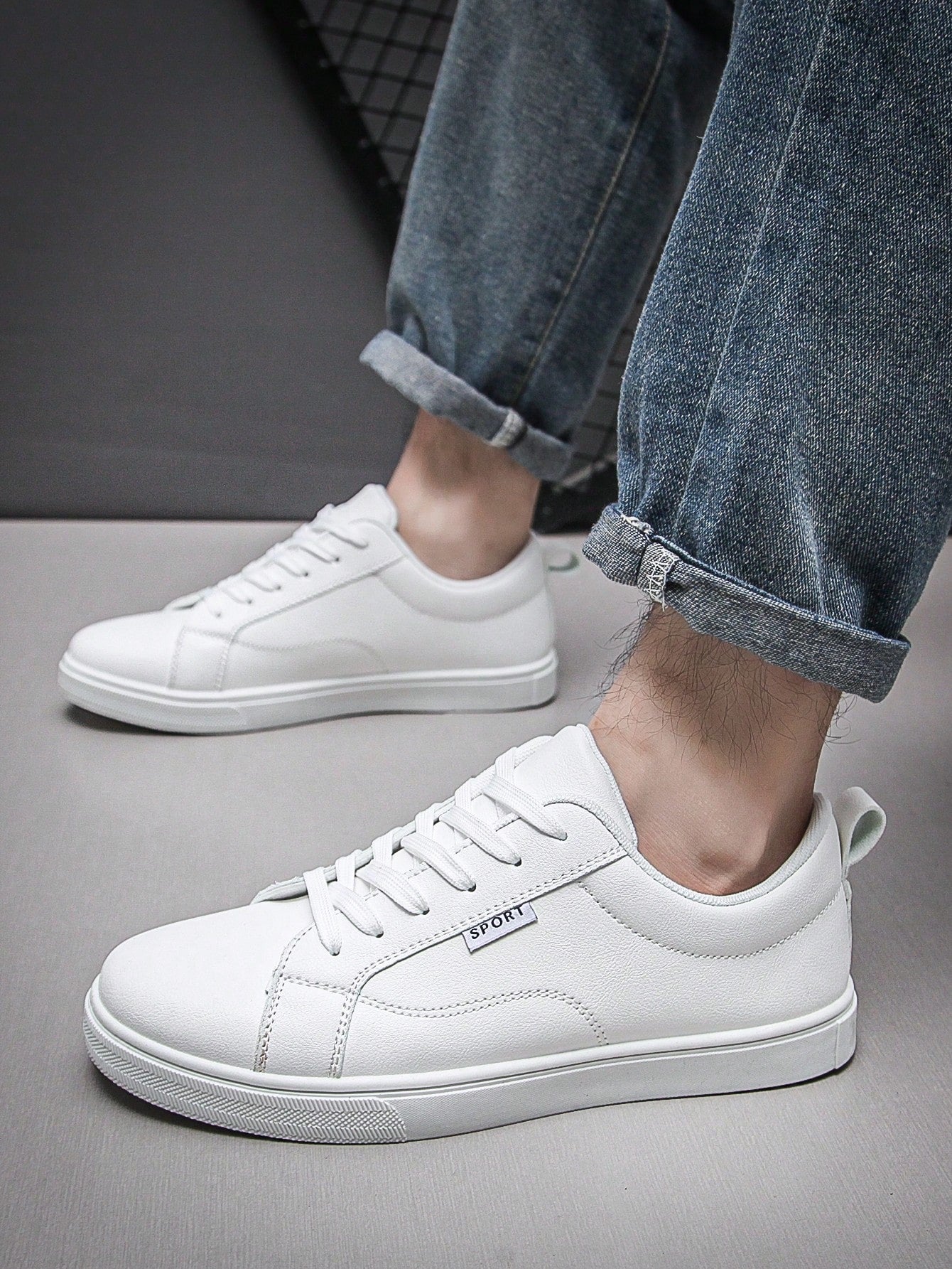 Men's Fashion Casual Minimalist Sport Skate Shoes, Student Athletic Sneakers, Low-Top Breathable White Shoes