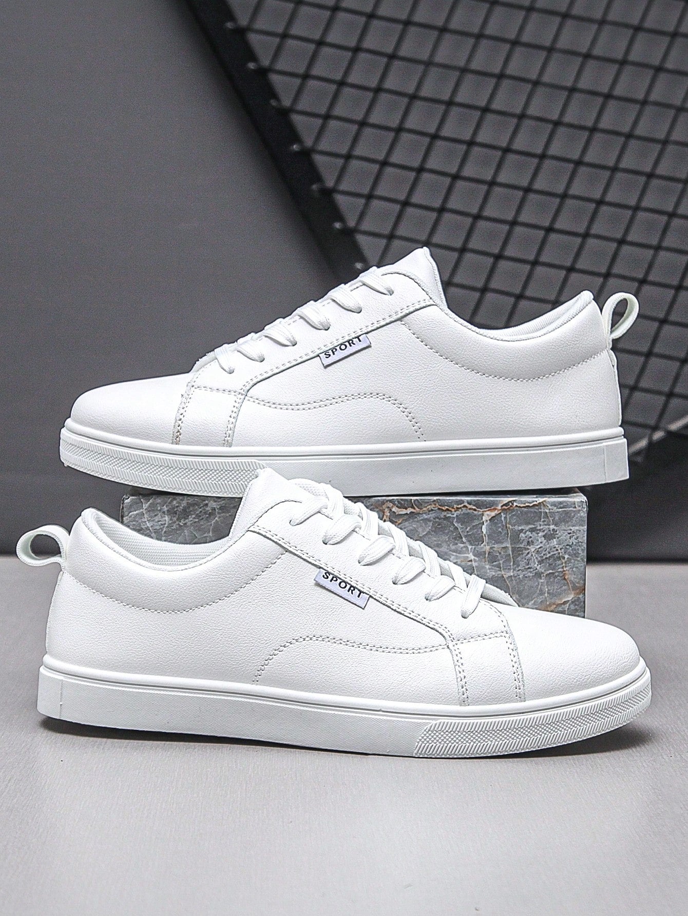 Men's Fashion Casual Minimalist Sport Skate Shoes, Student Athletic Sneakers, Low-Top Breathable White Shoes