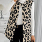 LUNE Buffalo Plaid Print Open Front Teddy Vest Coat