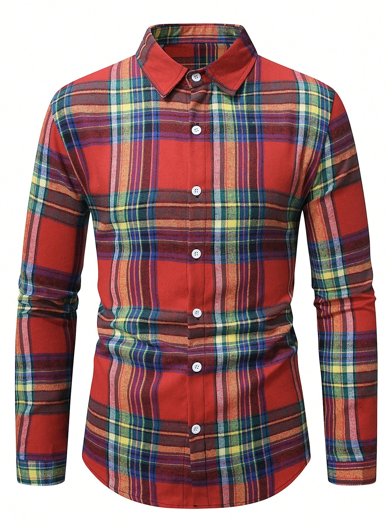 Men's Plaid Long Sleeve Casual Commuter Shirt For Spring