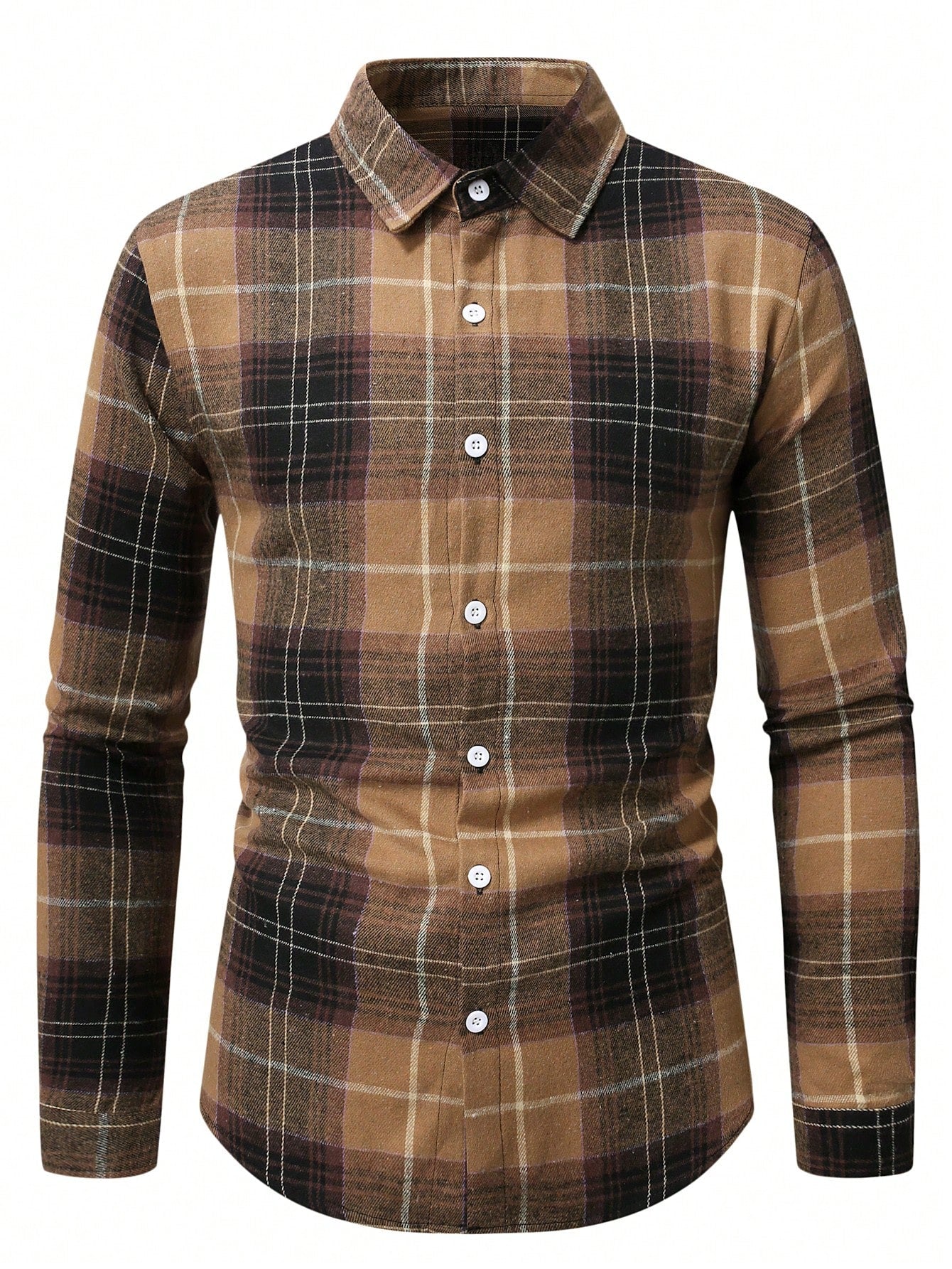 Men's Plaid Long Sleeve Casual Commuter Shirt For Spring