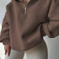 INAWLY Plus Size Casual Solid Color Drop Shoulder Loose Sweatshirt For Autumn/Winter