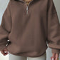 INAWLY Plus Size Casual Solid Color Drop Shoulder Loose Sweatshirt For Autumn/Winter