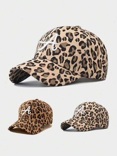 1pc Women's Embroidered NY Leopard Print Adjustable Baseball Cap, Outdoor Casual Sun Hat For Spring And Autumn, Versatile Travel Fashion Sun Protection, Unisex Youth Y2K Style Sun Hat