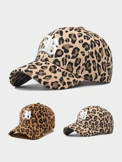 1pc Women's Embroidered NY Leopard Print Adjustable Baseball Cap, Outdoor Casual Sun Hat For Spring And Autumn, Versatile Travel Fashion Sun Protection, Unisex Youth Y2K Style Sun Hat