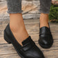 Thick Sole Platform Loafers Wedge Oxford Shoes Women Pointed Toe Lace Up Low Heel Casual Metal Buckle Pumps