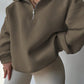 INAWLY Plus Size Casual Solid Color Drop Shoulder Loose Sweatshirt For Autumn/Winter