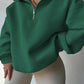 INAWLY Plus Size Casual Solid Color Drop Shoulder Loose Sweatshirt For Autumn/Winter