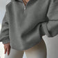 INAWLY Plus Size Casual Solid Color Drop Shoulder Loose Sweatshirt For Autumn/Winter