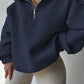 INAWLY Plus Size Casual Solid Color Drop Shoulder Loose Sweatshirt For Autumn/Winter