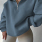 INAWLY Plus Size Casual Solid Color Drop Shoulder Loose Sweatshirt For Autumn/Winter