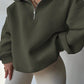 INAWLY Plus Size Casual Solid Color Drop Shoulder Loose Sweatshirt For Autumn/Winter