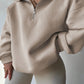 INAWLY Plus Size Casual Solid Color Drop Shoulder Loose Sweatshirt For Autumn/Winter