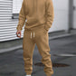 2pcs Men's Basic Solid Color Hooded Sweatshirt And Elastic Waist Drawstring Pants Set, Casual Sportswear Outfit