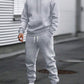 2pcs Men's Basic Solid Color Hooded Sweatshirt And Elastic Waist Drawstring Pants Set, Casual Sportswear Outfit