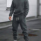 2pcs Men's Basic Solid Color Hooded Sweatshirt And Elastic Waist Drawstring Pants Set, Casual Sportswear Outfit